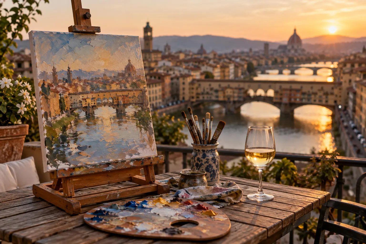 Paint & Wine over the Ponte Vecchio, Florence